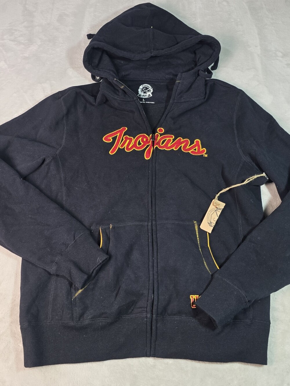 USC Trojans Embroidered Fleece Full-Zip Hoodie Jacket Campus Drive Sz Lg